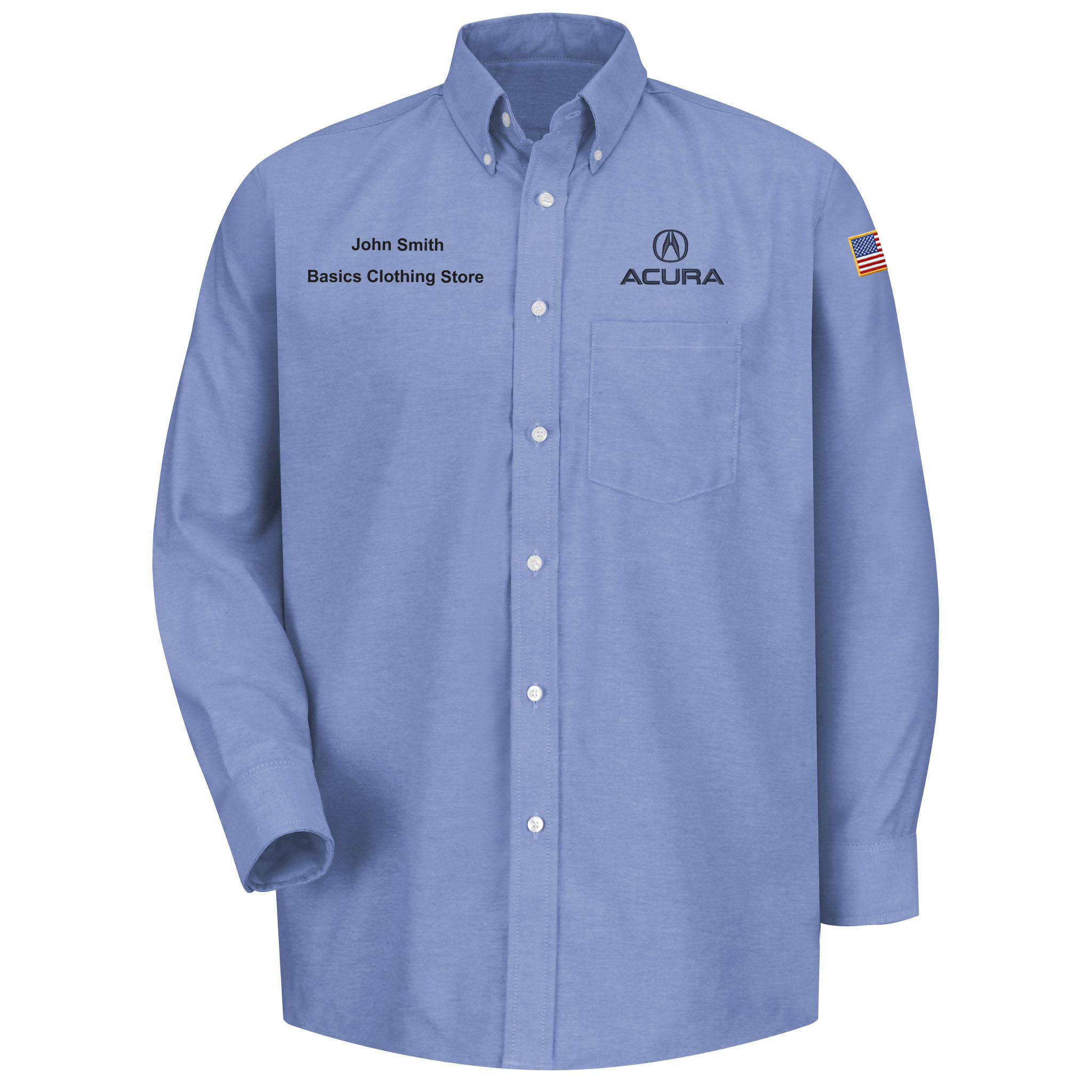 Acura Men's Long Sleeve Executive Oxford Dress Shirt - Light Blue-1110LB