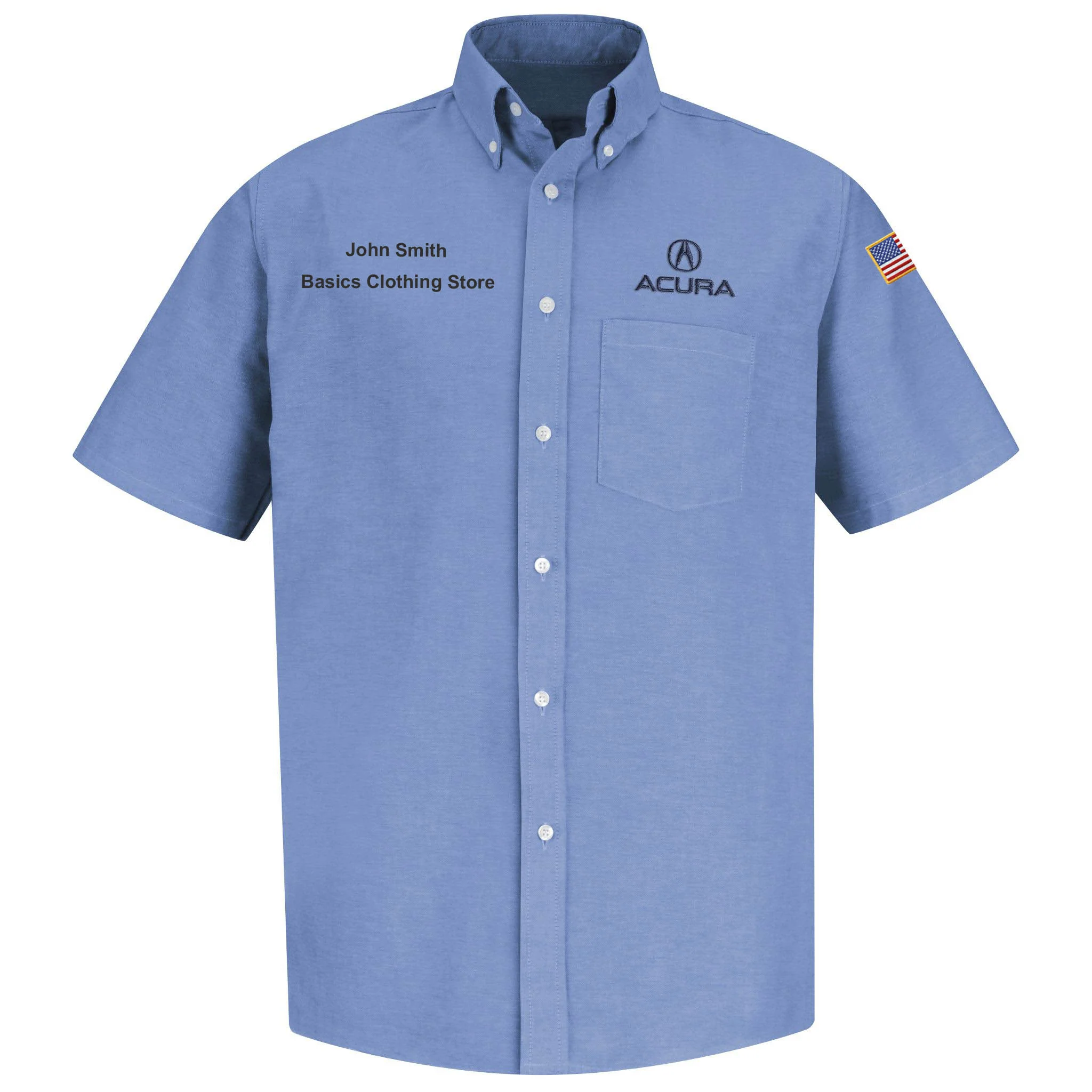 Acura® Men's Short Sleeve Executive Oxford Dress Shirt - Light Blue - 1112LB