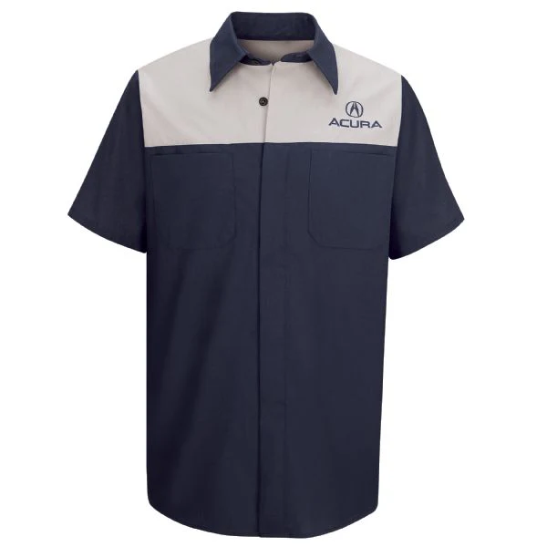 Acura Short Sleeve Technician Shirt-Light Grey / Navy - SP24AA-A - Image 2