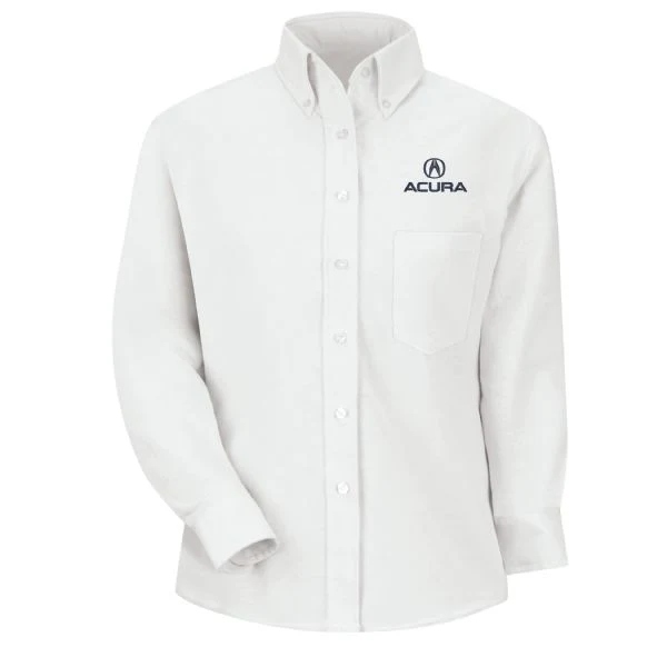 Acura Women's Long Sleeve Executive Oxford Dress Shirt - White - 1115WH