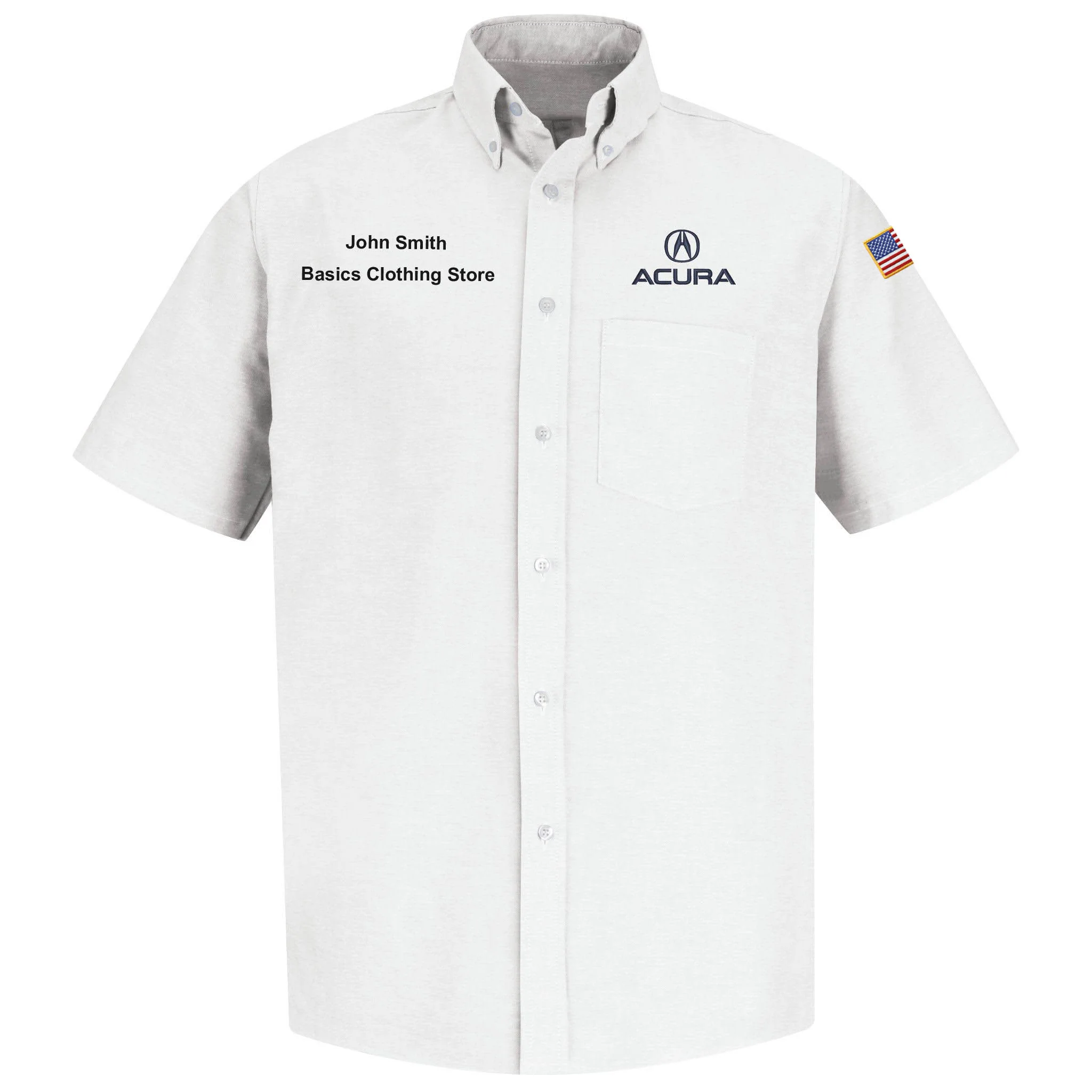Acura® Men's Short Sleeve Executive Oxford Dress Shirt - White -1113WH