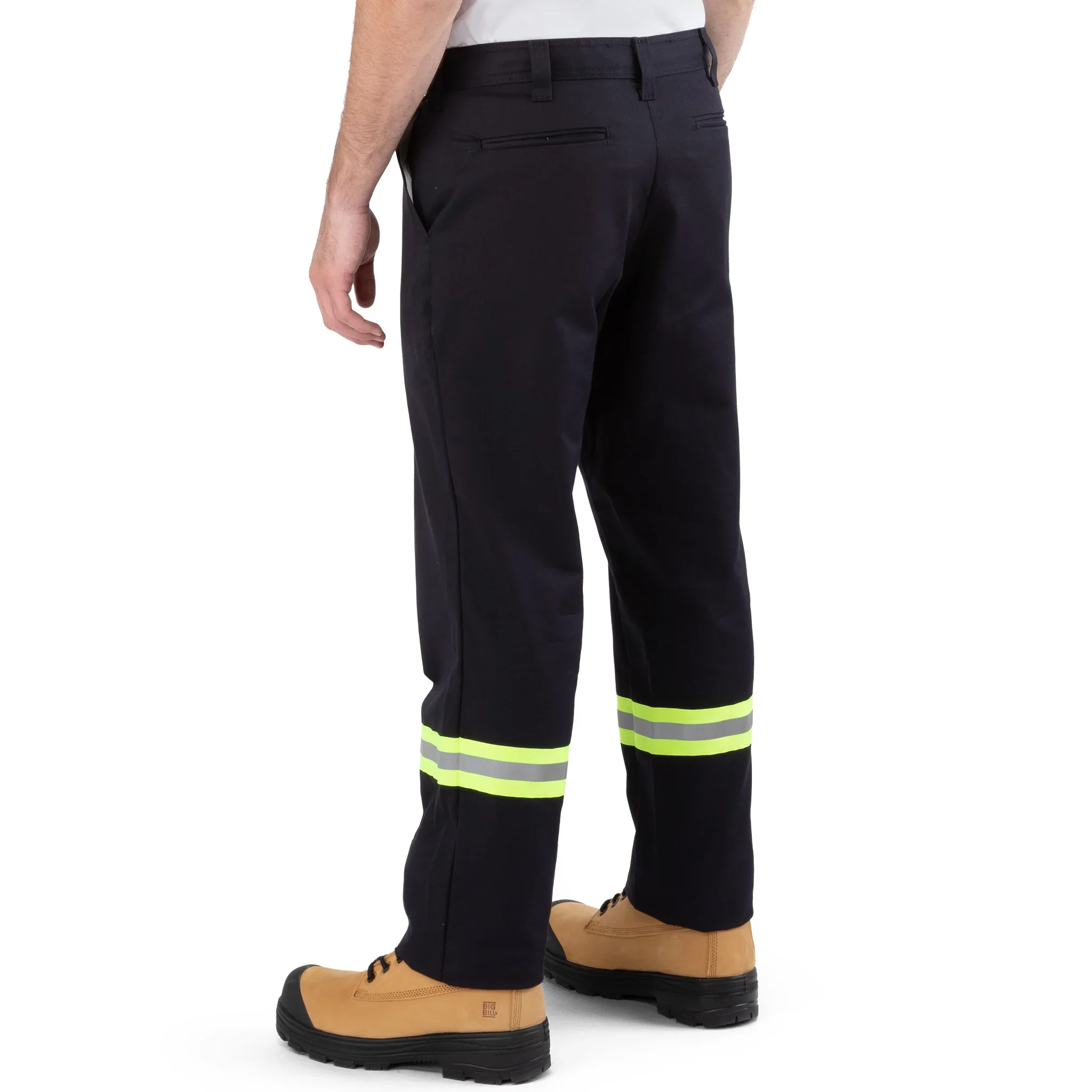 Big Bill High Visibility 100% Cotton Industrial Work Pants with Reflective Tape - Navy -RT1900 - Image 2