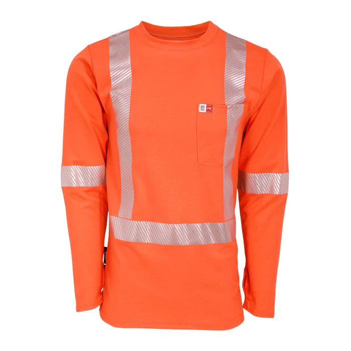 Big Bill  High Visibility FR Athletic Performance Long Sleeve T-Shirt -  Orange -SRT5PD6 - Image 2