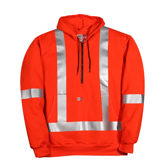 Big Bill Flame Resistant Half-Zip Hooded Sweatshirt - Orange -RT26IT14