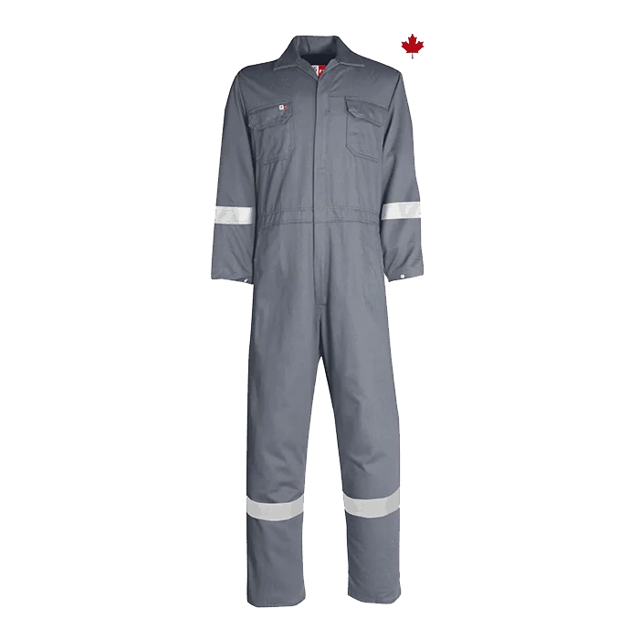 Big Bill Flame Resistant High Visibility Industrial Coverall with Reflective Material 7 oz - Gray -TX1308US7