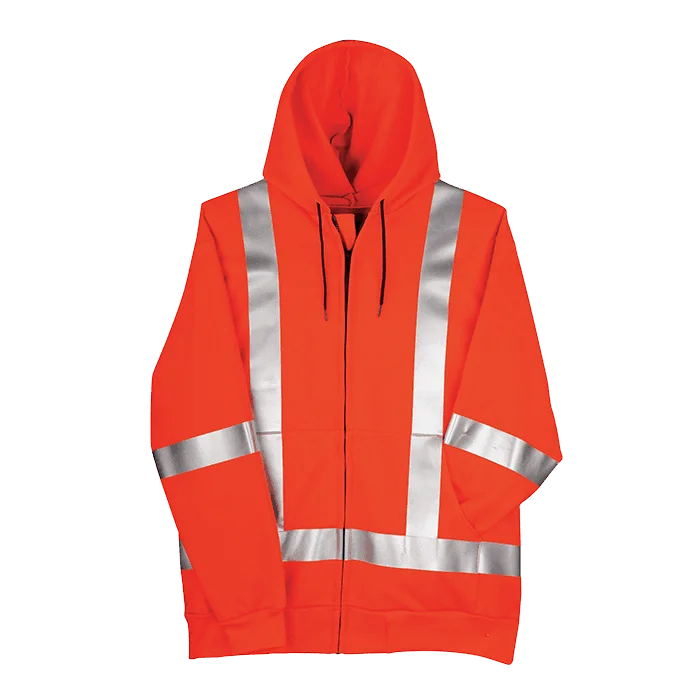 Big Bill Flame Resistant Wind Resistant Zip-Front Sweatshirt with Detachable Hood - Orange -RT27WP12