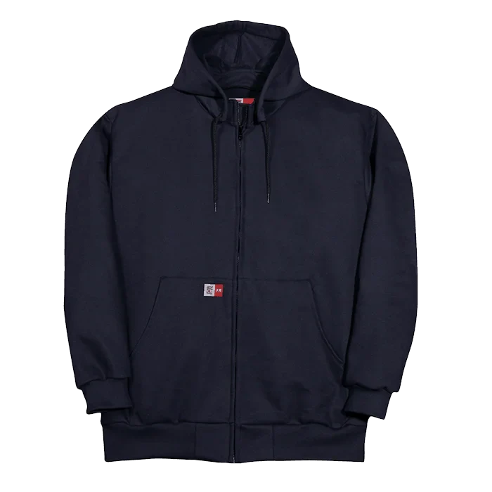 Big Bill Flame Resistant Wind Resistant Zip-Front Sweatshirt with Detachable Hood -Navy -DW27WP12