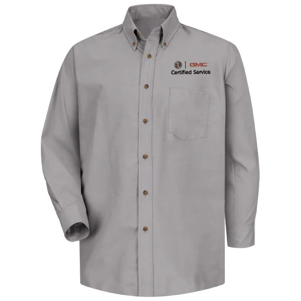 Buick GMC Men's Long Sleeve Poplin Dress Shirt-Silver - 1916SV