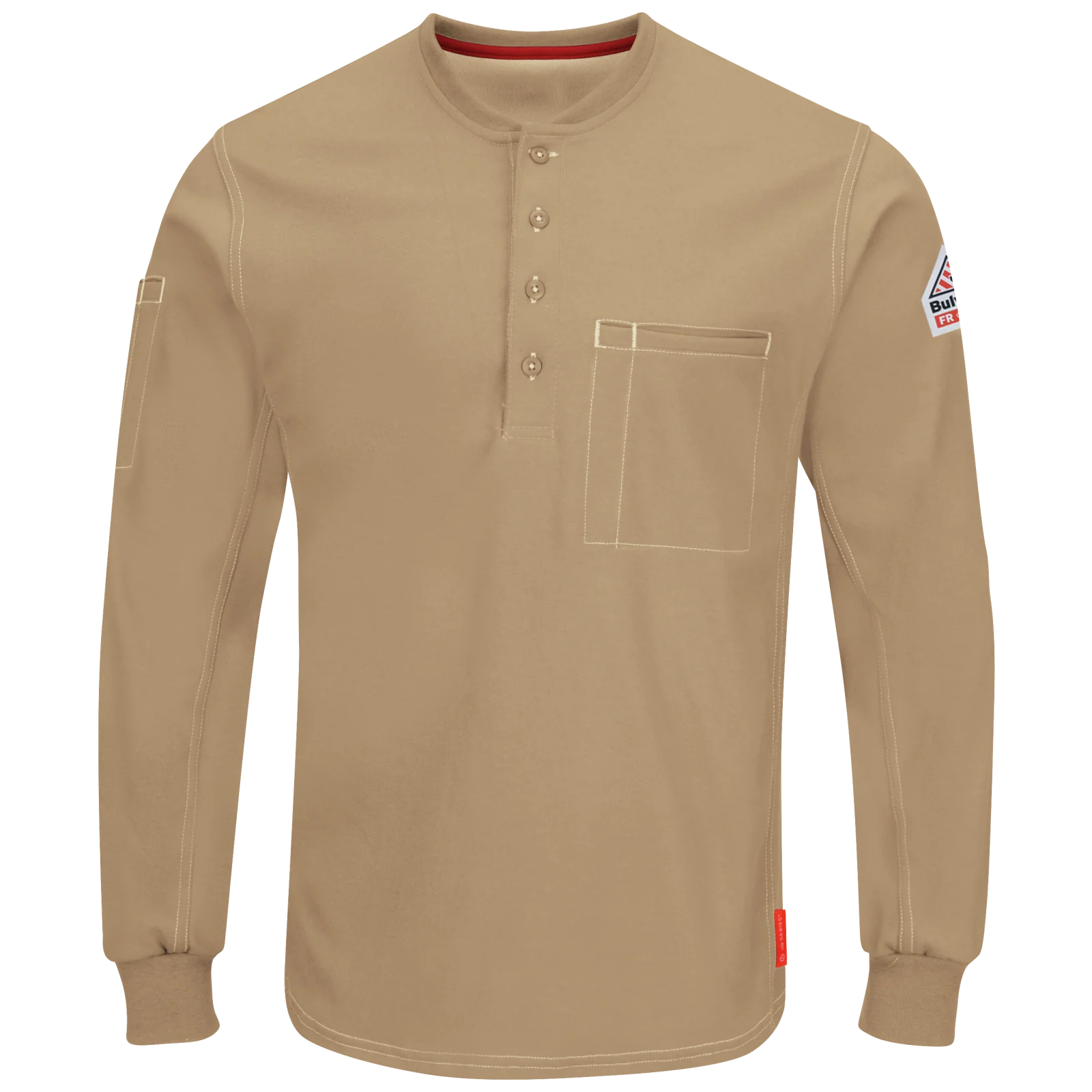 Bulwark Men's FR iQ Series® Comfort Plus Knit Henley  - QT40  (CH-Charcoal) (KH-Khaki) - Image 3