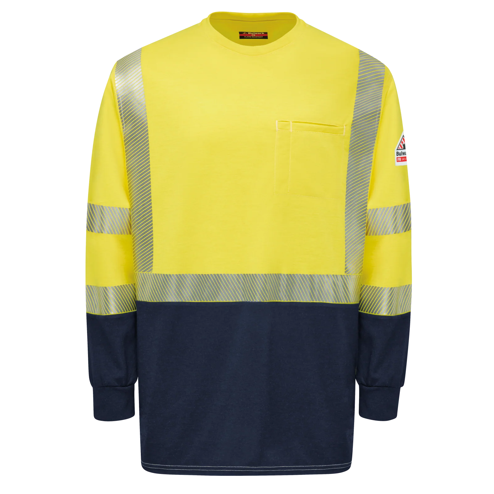 Bulwark Men's Hi-Visibility Lightweight Colorblock Long Sleeve T-Shirt  - SMB2