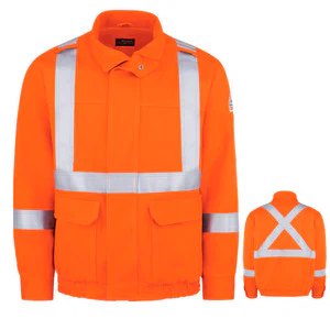 Bulwark Men's Lined Bomber Jacket w/CSA Compliant Reflective Trim - JLJPOR