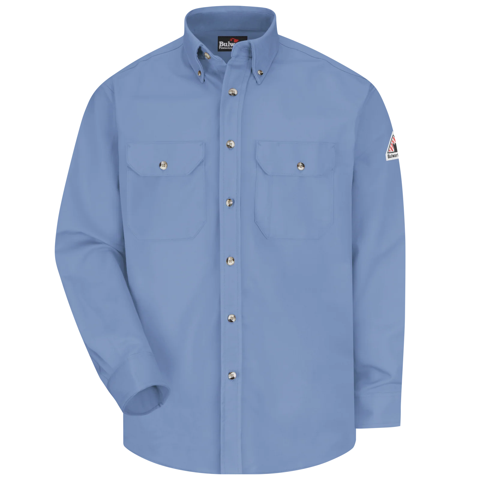 Bulwark®  Men's Midweight FR Dress Uniform Shirt-SLU2 - Color: Grey - Khaki -  Light Blue - Navy - Royal Blue - Silver Grey - Image 3