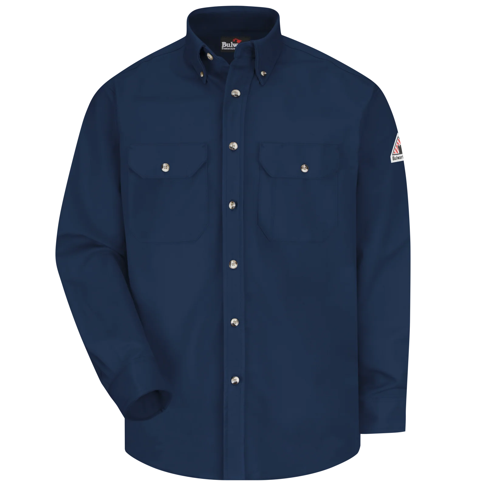 Bulwark®  Men's Midweight FR Dress Uniform Shirt-SLU2 - Color: Grey - Khaki -  Light Blue - Navy - Royal Blue - Silver Grey - Image 4