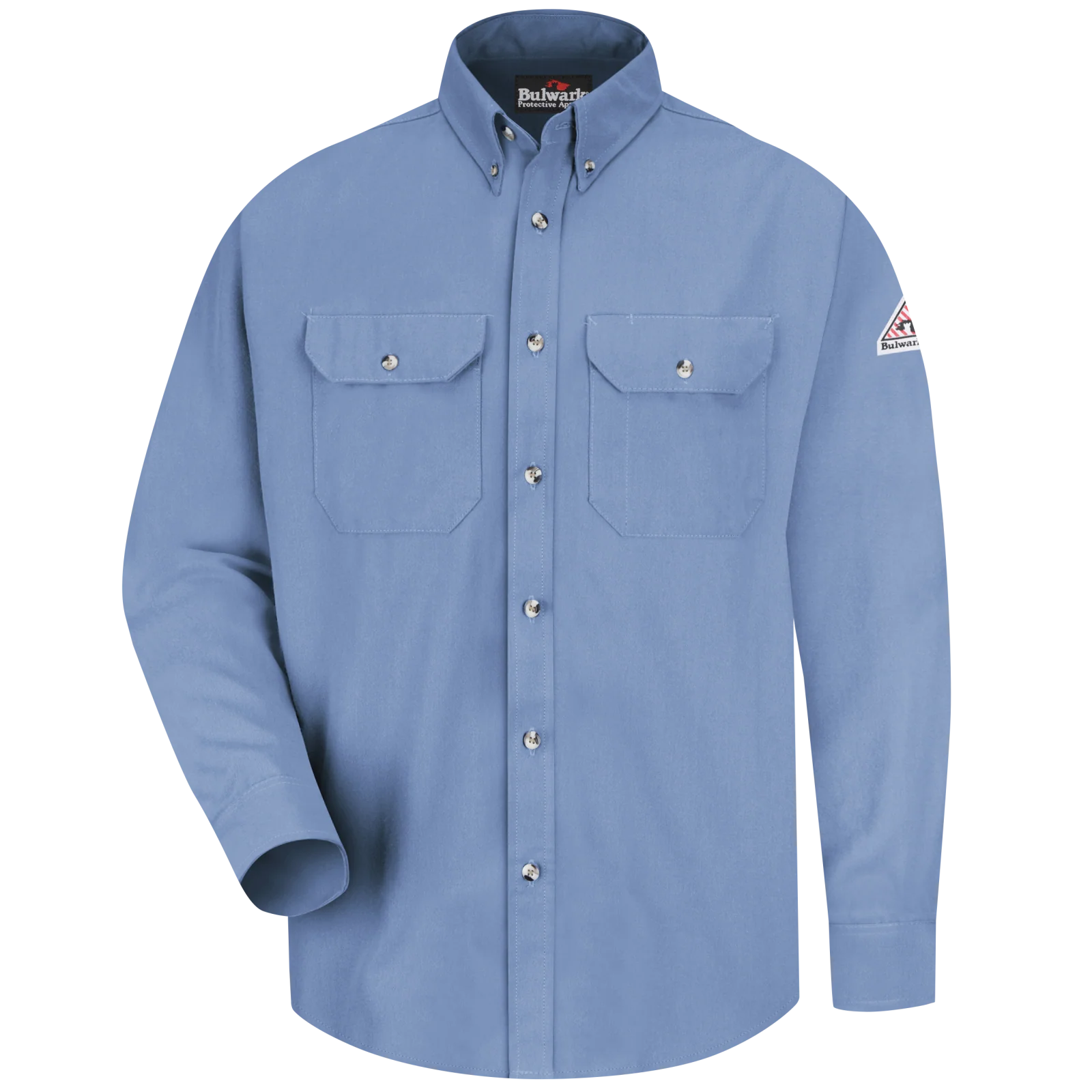 Bulwark Men's Midweight FR Uniform Dress Shirt CAT 2 - SMU2 - Color: Khaki -  Light Blue - Navy - Image 2