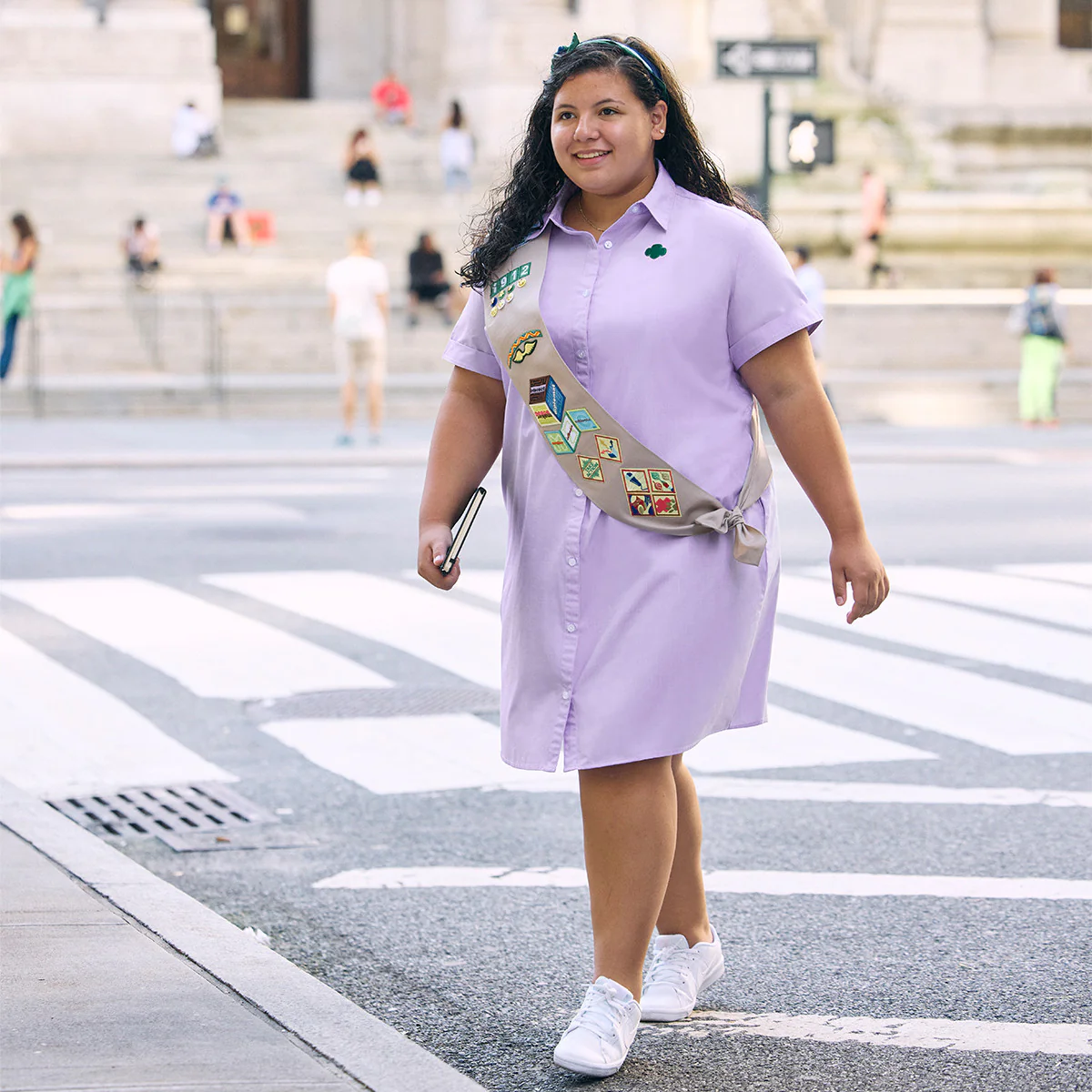Cadette, Senior, Ambassador Lilac Chambray Shirt Dress - Image 3