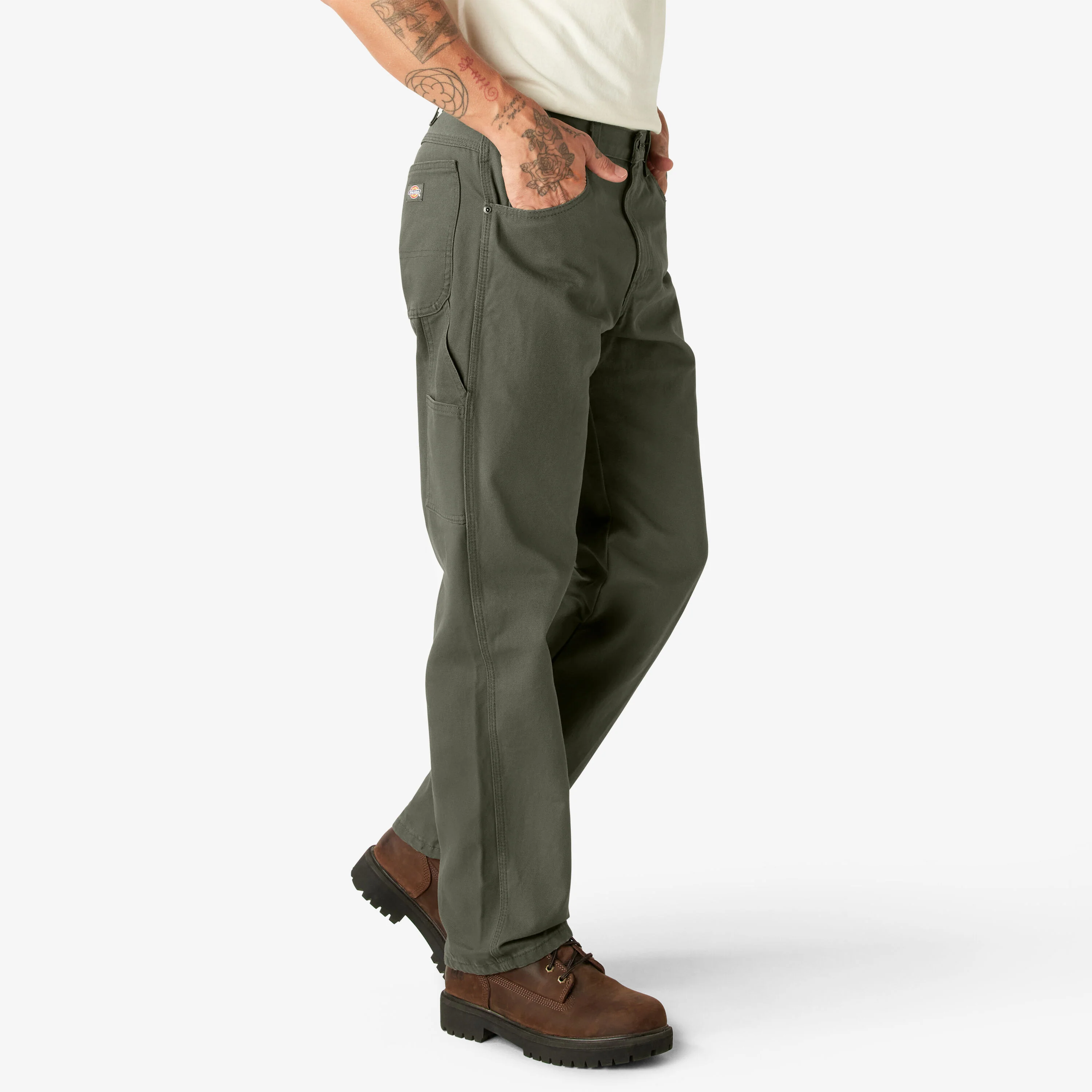 Dickies Relaxed Fit Heavyweight Duck Carpenter Pants - Rinsed Moss Green (1939) - Image 3
