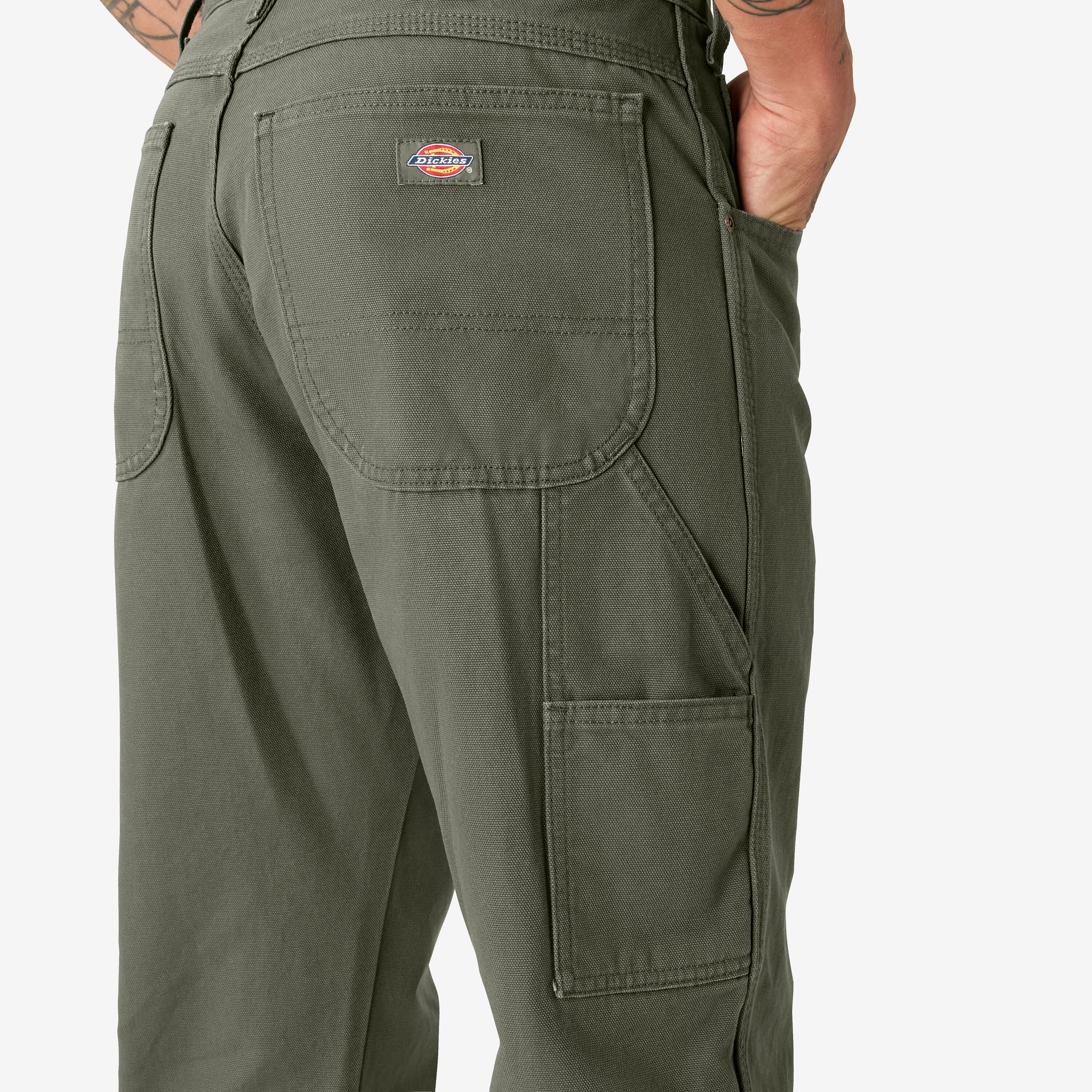 Dickies Relaxed Fit Heavyweight Duck Carpenter Pants - Rinsed Moss Green (1939) - Image 6