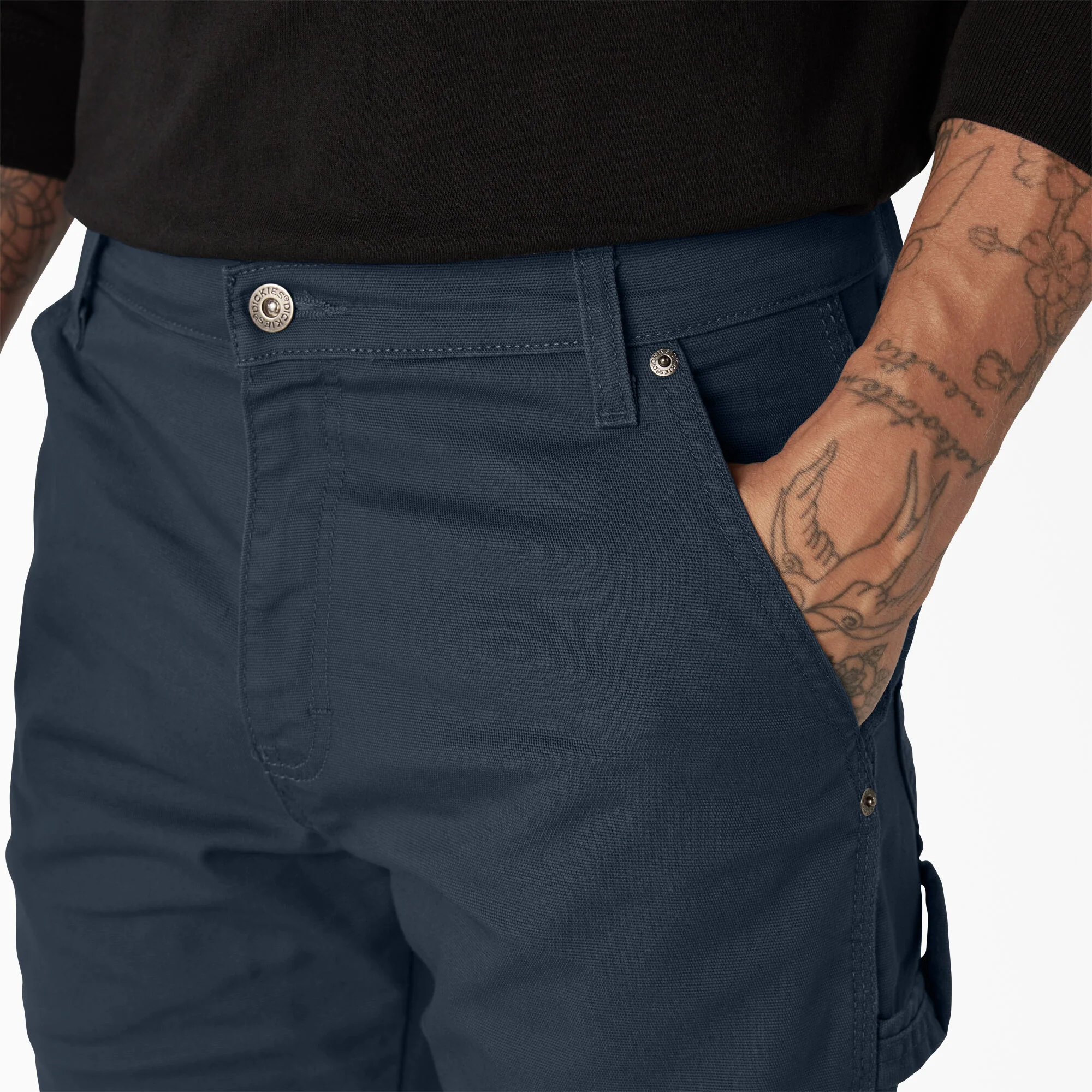 Dickies FLEX Regular Fit Duck Carpenter Pants - Stonewashed Dark Navy DP802 - Image 4