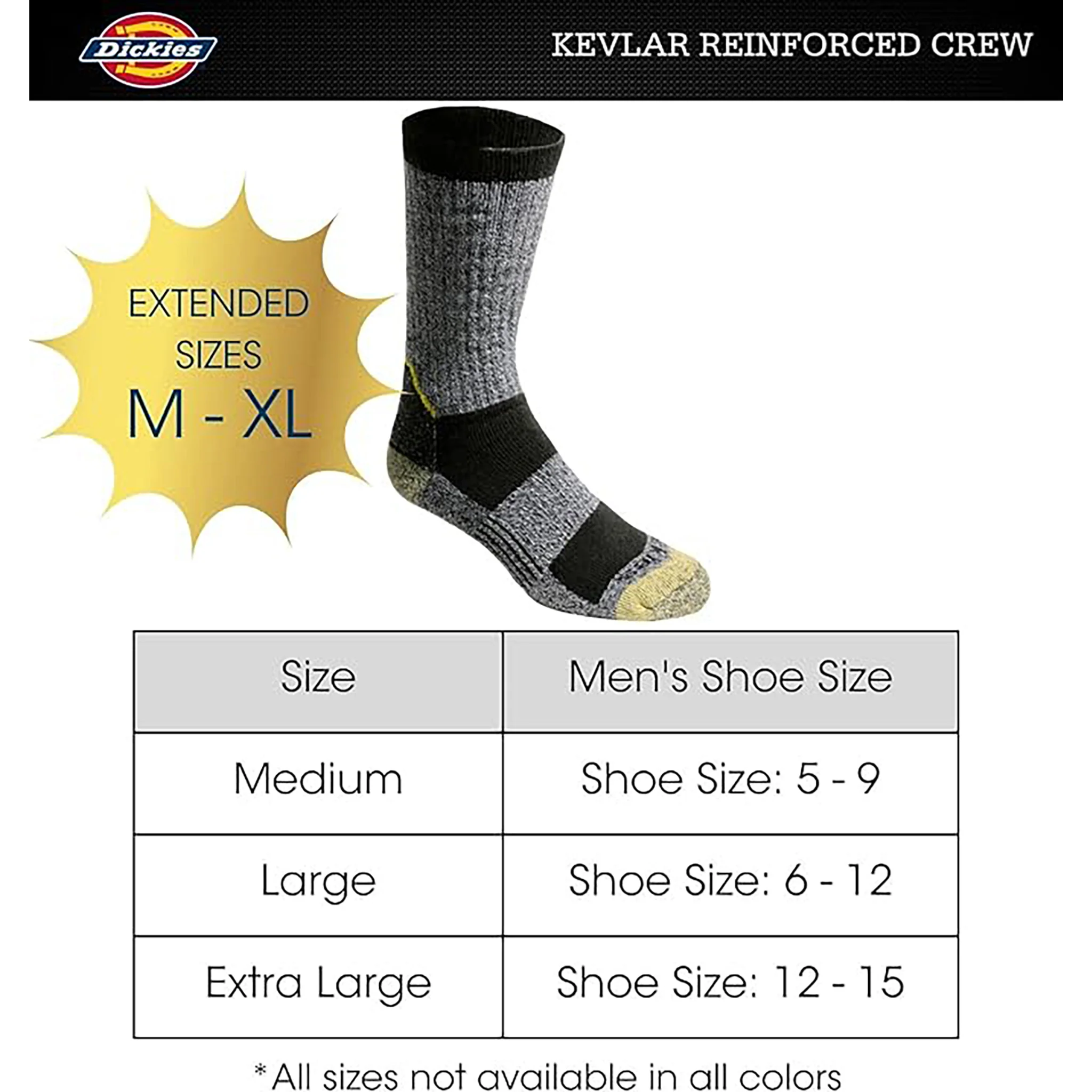 Dickies Men's 2 Packs KEVLAR® Reinforced Crew Socks, Sizes 6-12 (I211011-) - Image 4