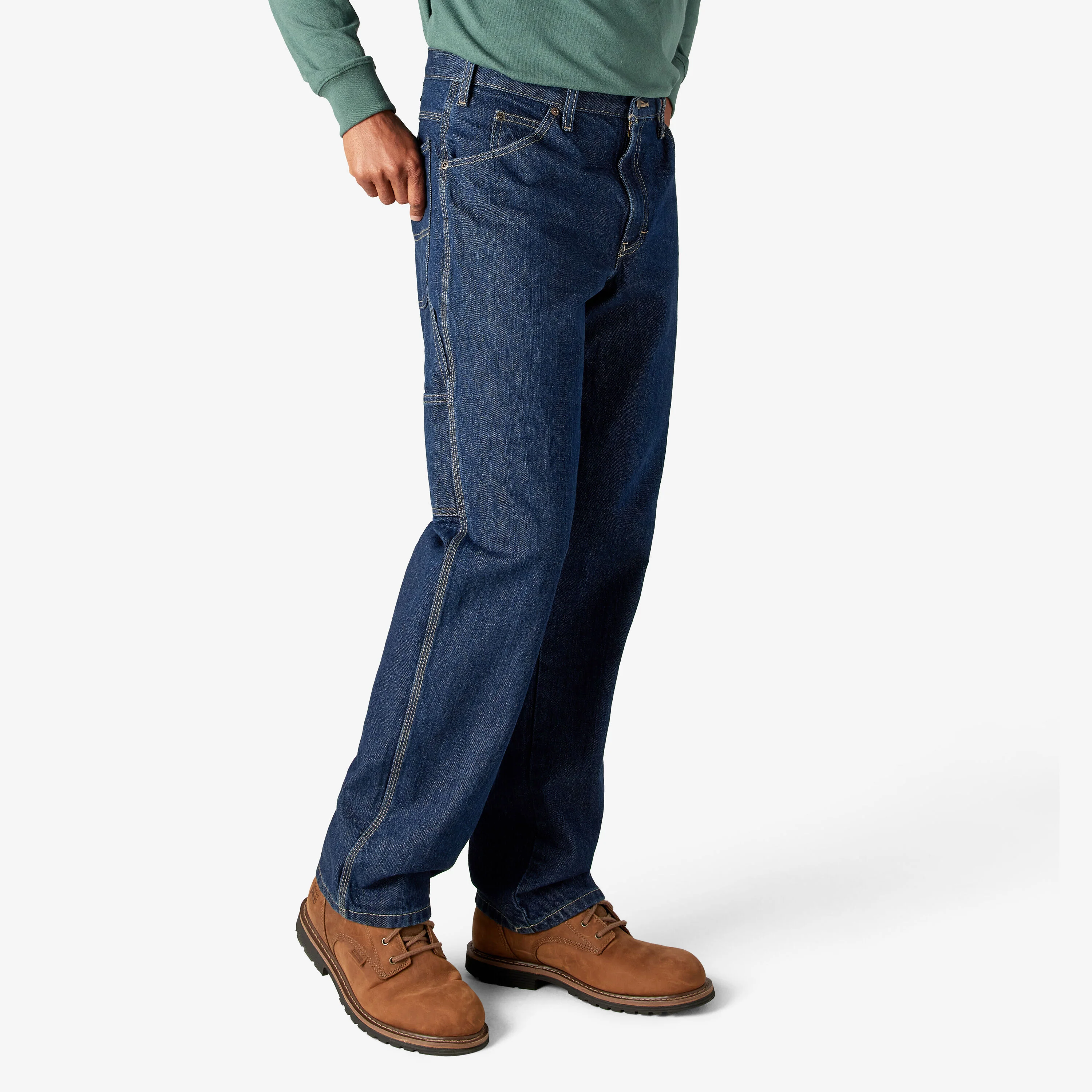 Dickies Men's Relaxed Fit Carpenter Pants - Rinsed Indigo Blue-1993 - Image 3