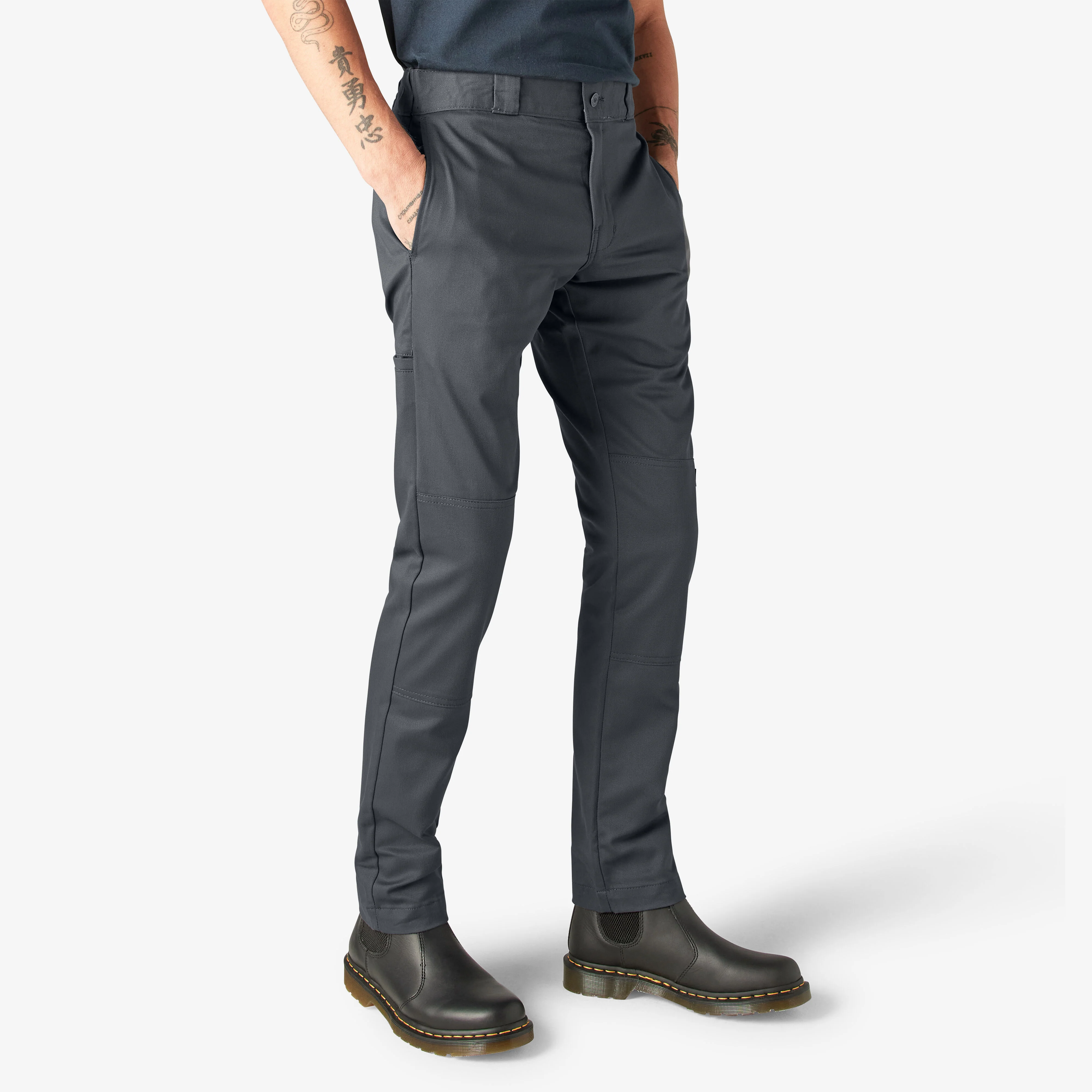 Dickies Skinny Fit Double Knee Work Pants - Charcoal Gray DWP811 - Image 3