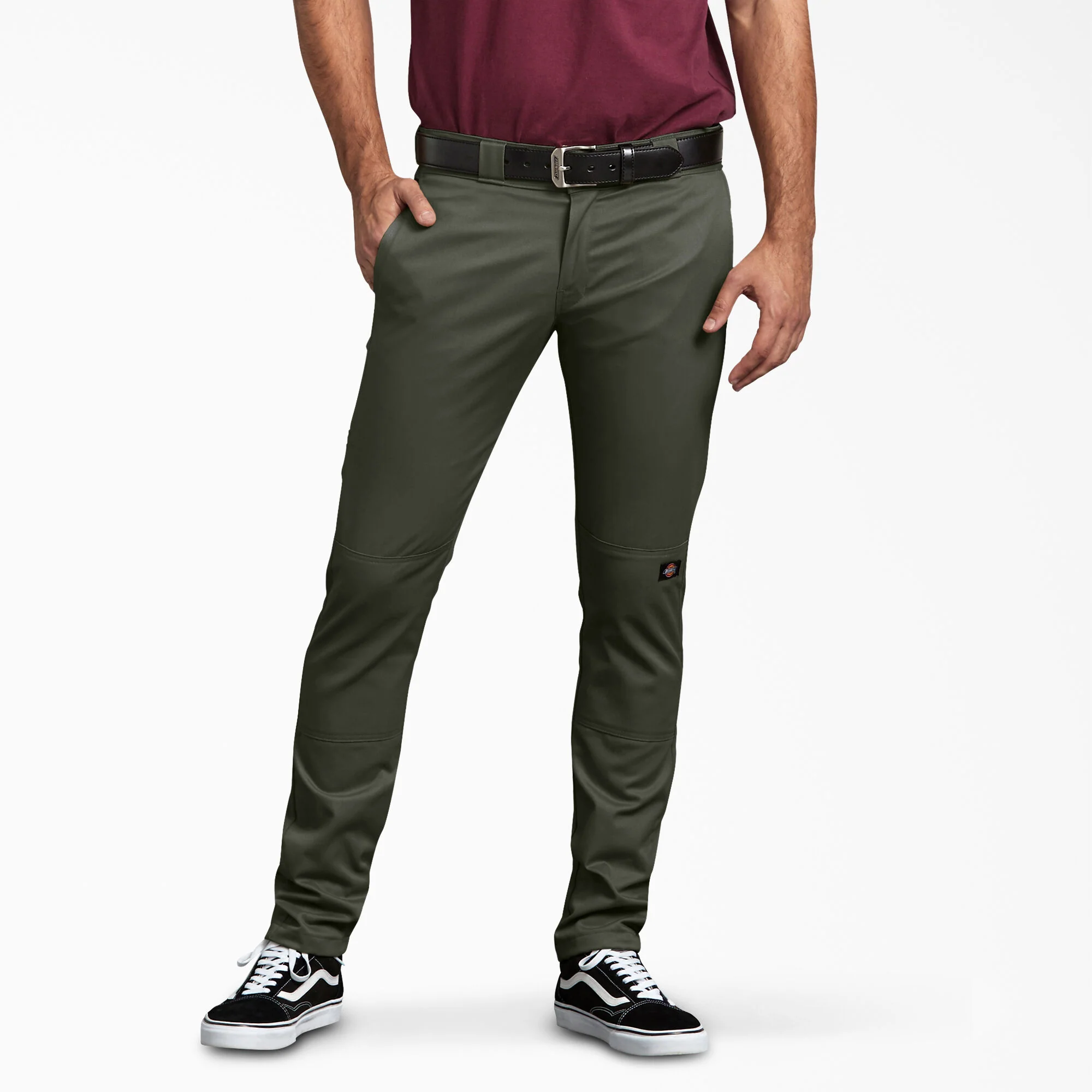 Dickies Skinny Fit Double Knee Work Pants - Olive Green DWP811