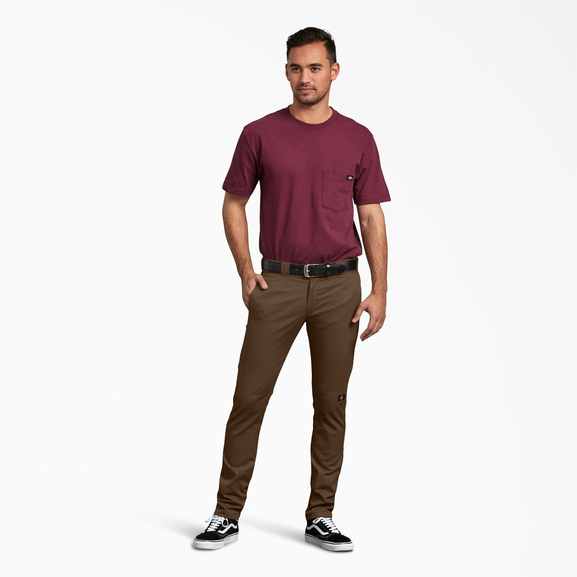Dickies Skinny Fit Double Knee Work Pants - Timber Brown DWP811 - Image 4