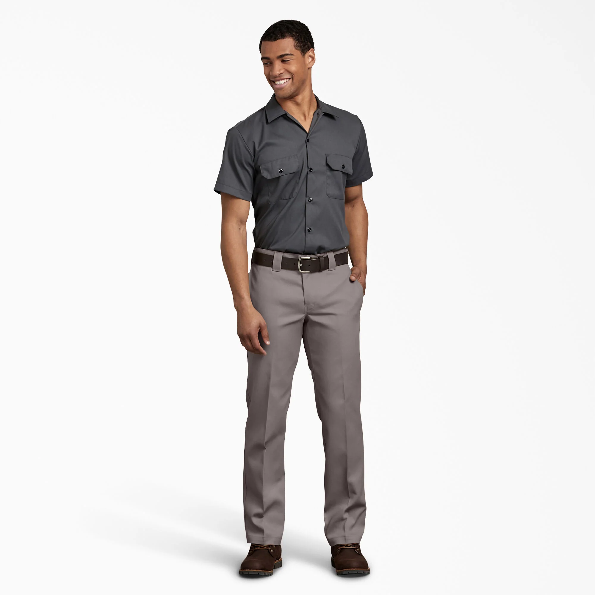 Dickies Slim Fit Straight Leg Work Pants, Silver (873F) - Image 3
