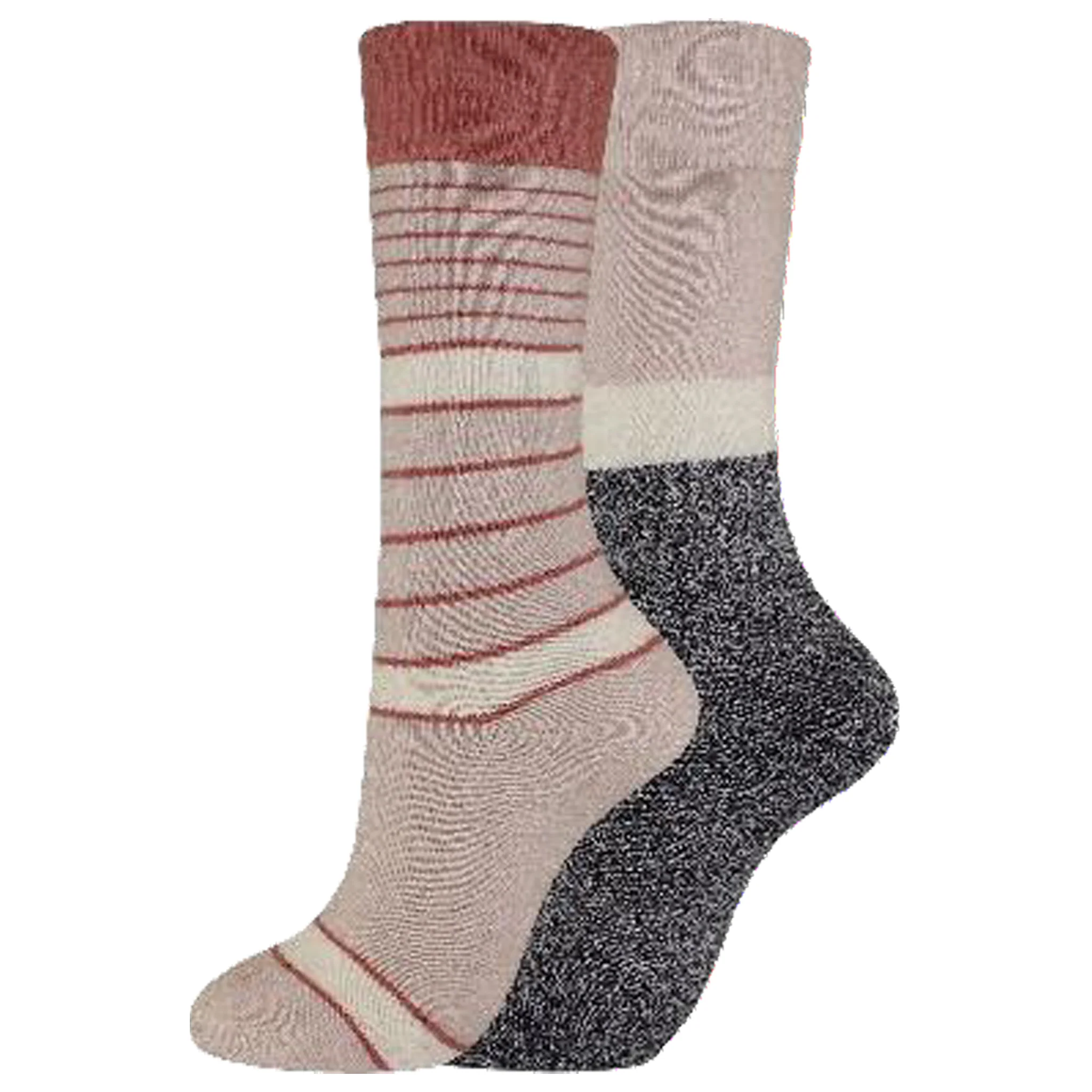 Dickies Women's 2 Packs Charcoal Fiber Basic Stripe Thermal Crew Socks, Size 6-9 ( I210010 )