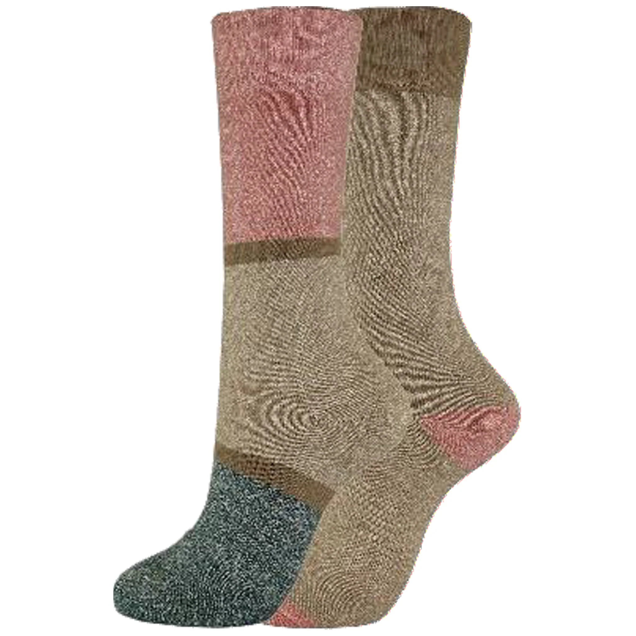 Dickies Women's 2 Packs Charcoal Fiber Color Block Thermal Crew Socks, Size 6-9 ( I210011 )