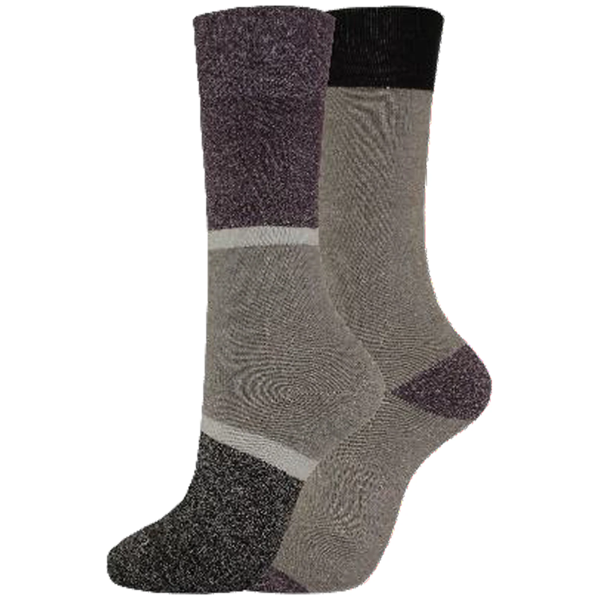 Dickies Women's 2 Packs Charcoal Fiber Color Block Thermal Crew Socks, Size 6-9 ( I210011 ) - Image 2