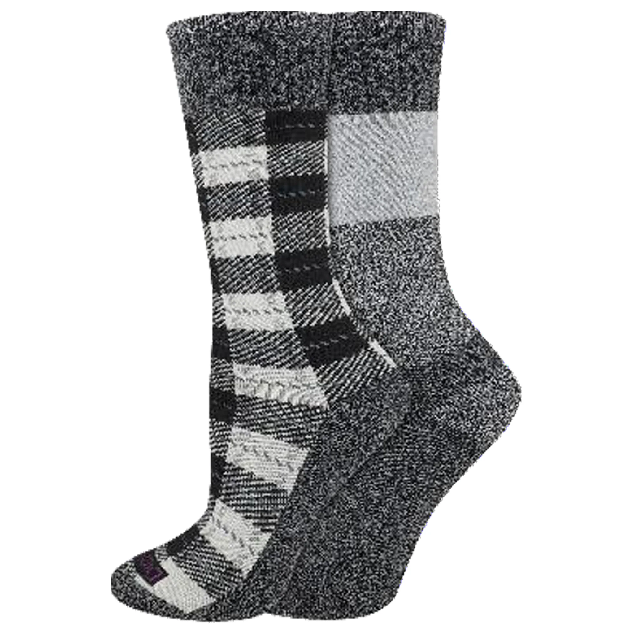 Dickies Women's 2 Packs Charcoal Fiber Plaid Thermal Crew Socks, Size 6-9 ( I211023 )
