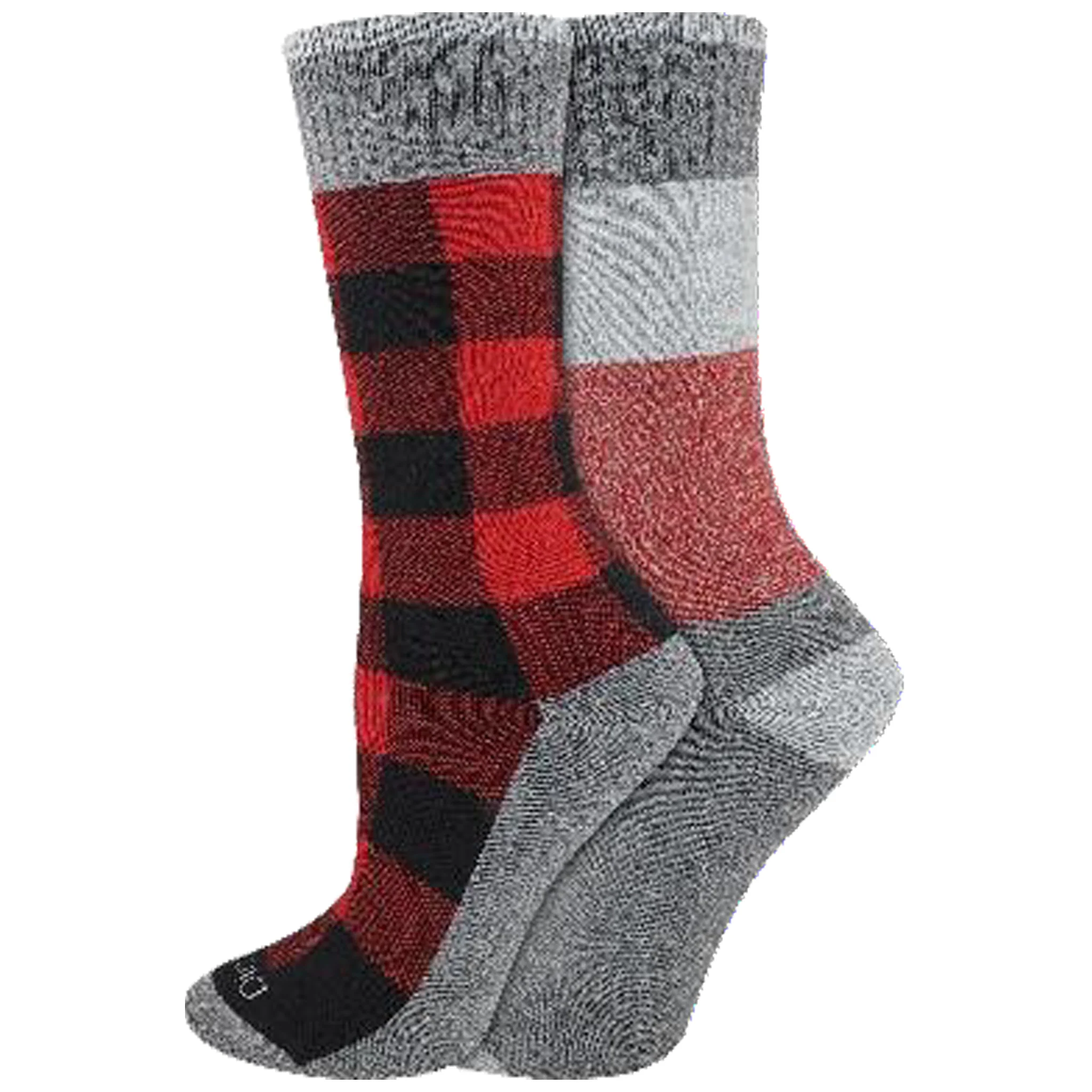 Dickies Women's 2 Packs Charcoal Fiber Plaid Thermal Crew Socks, Size 6-9 ( I211023 ) - Image 2