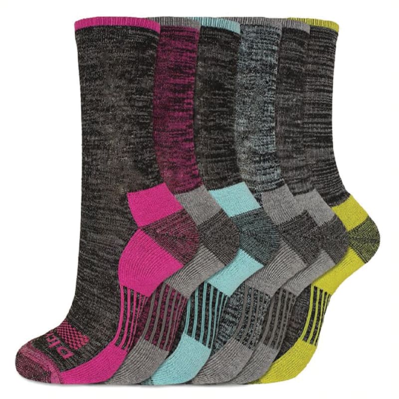 Dickies Women's 6 Packs Dri-Tech Moisture Control Free Run Crew Socks, Sizes 9-13 Large ( 61004 )