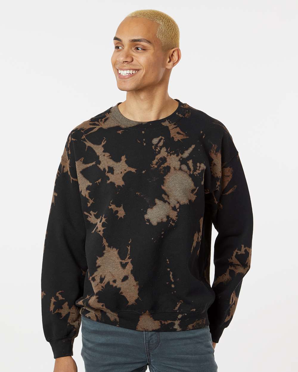 Dyenomite Essential Fleece Bleach Wash Crewneck Sweatshirt - Image 2