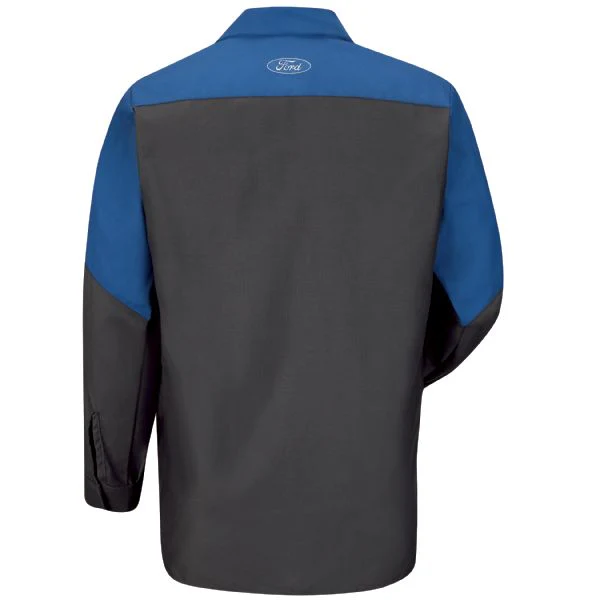 Ford® Long Sleeve Technician Shirt - Charcoal / Royal Blue - SY14FD - Image 3