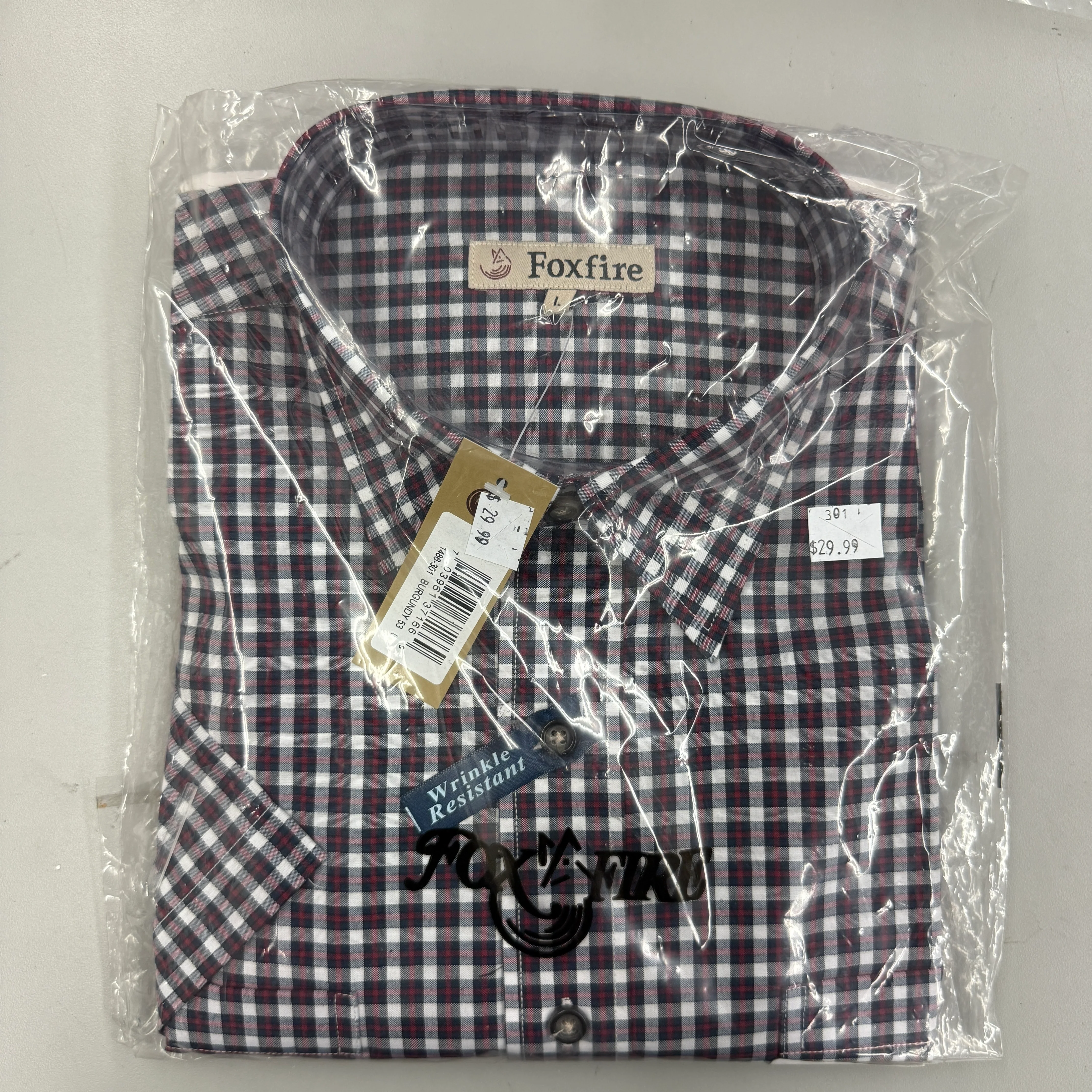 FoxFire Button Up Short Sleeve Shirt - Burgundy - CLEARANCE
