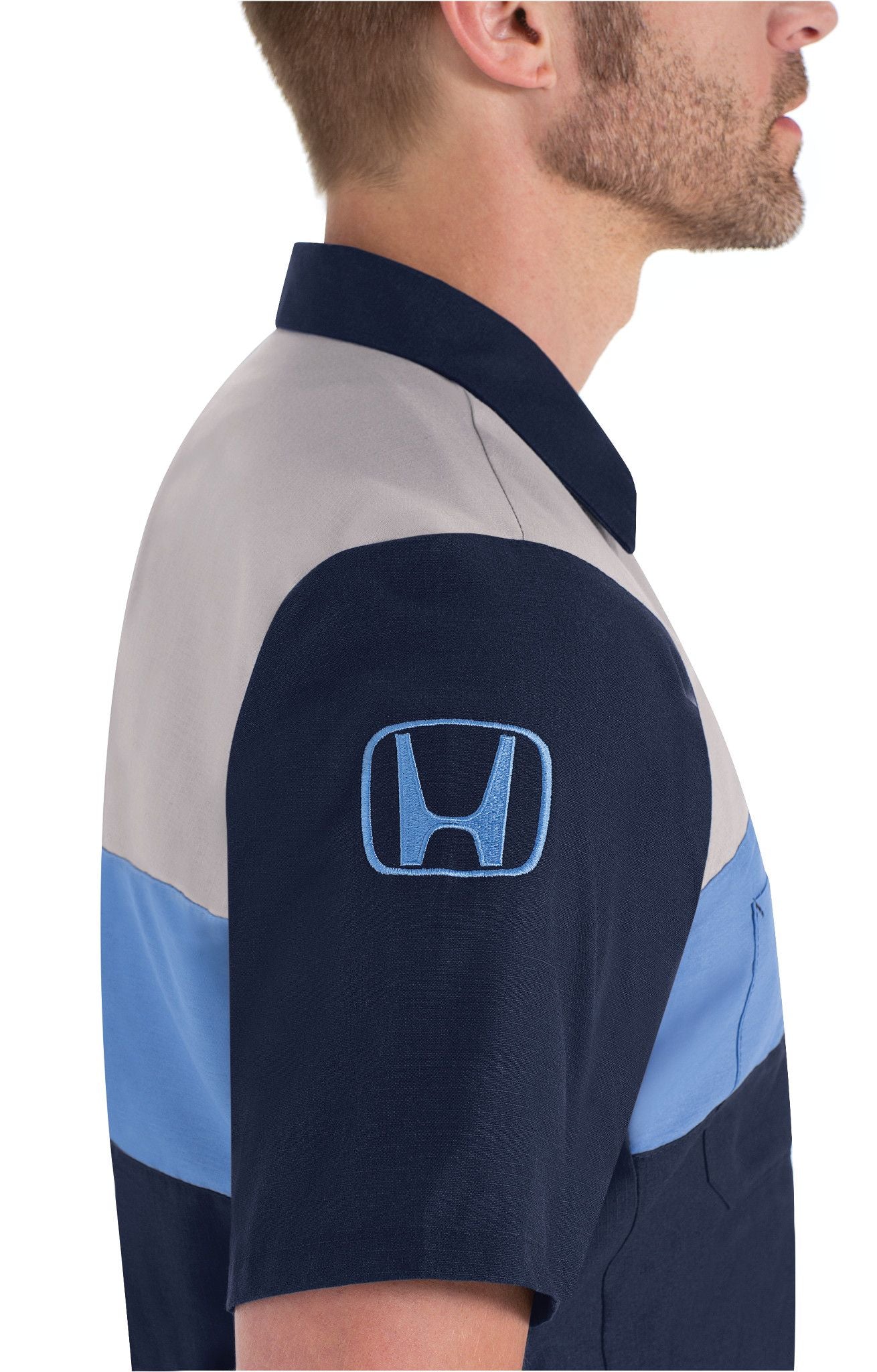 Honda® Short Sleeve Technician Shirt - Navy/Lt. Grey/Honda Blue -SY24HD - Image 4