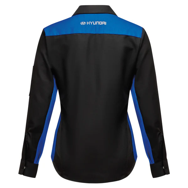 Hyundai® Female Long Sleeve Technician Shirt - Black/Royal Blue - SY31HY - Image 3