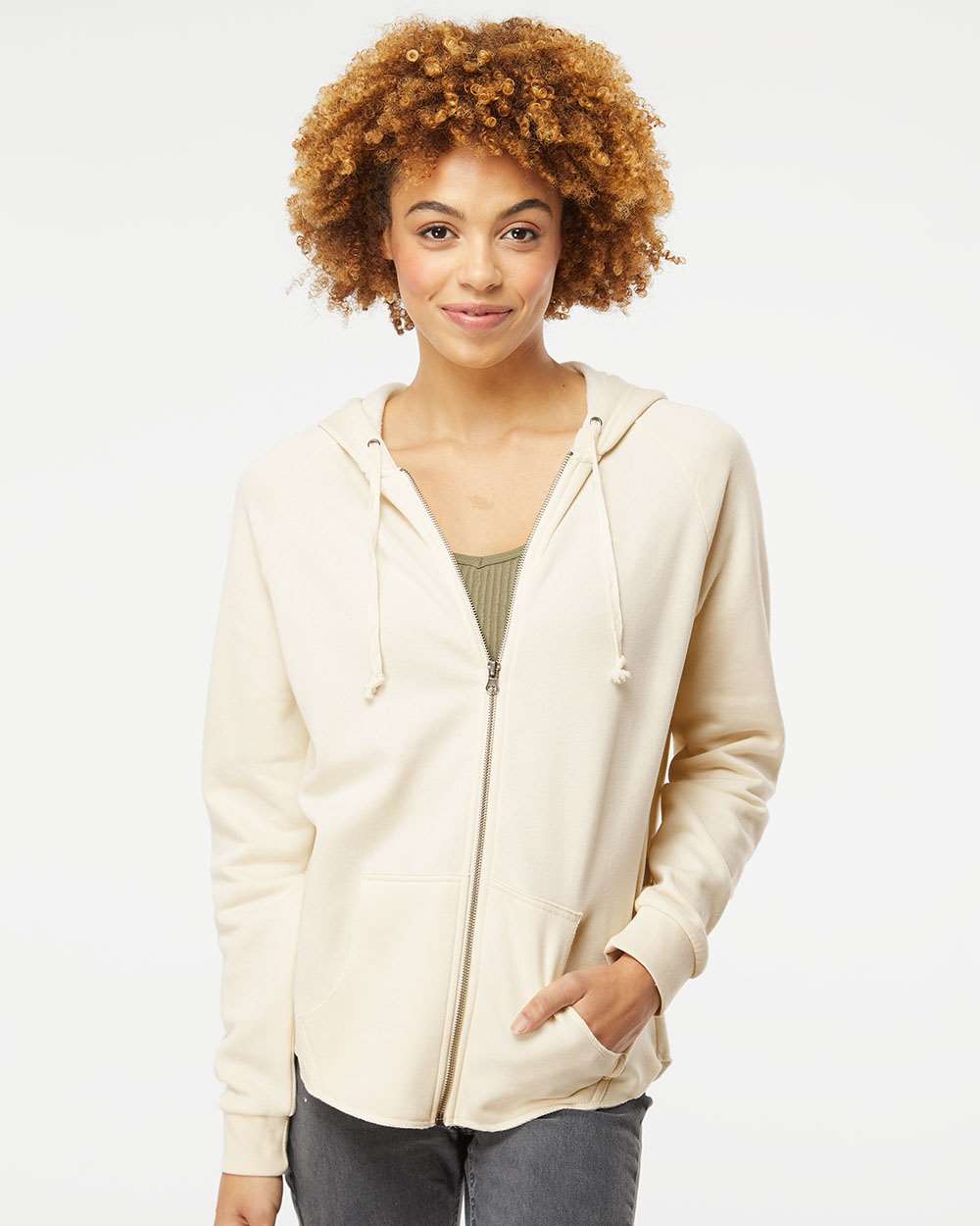 Independent Trading Co. Women's California Wave Wash Full-Zip Hooded Sweatshirt - Image 3
