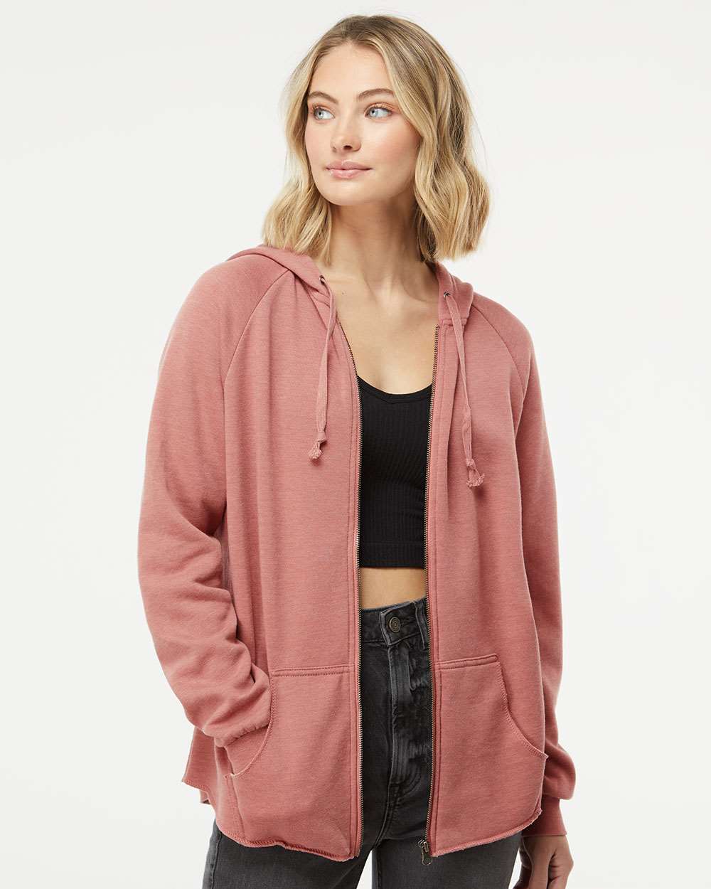 Independent Trading Co. Women's California Wave Wash Full-Zip Hooded Sweatshirt - Image 4