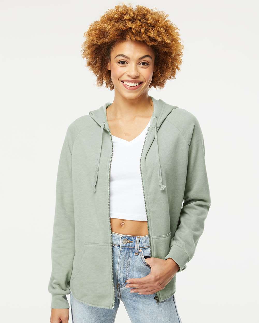 Independent Trading Co. Women's California Wave Wash Full-Zip Hooded Sweatshirt - Image 6