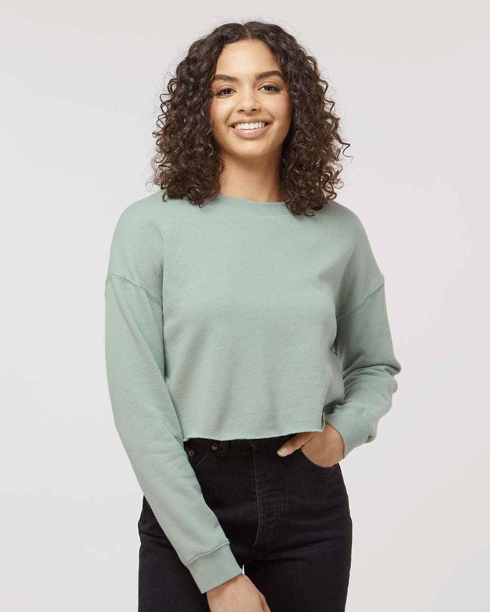 Independent Trading Co. Women's Lightweight Crop Crewneck Sweatshirt - Image 5