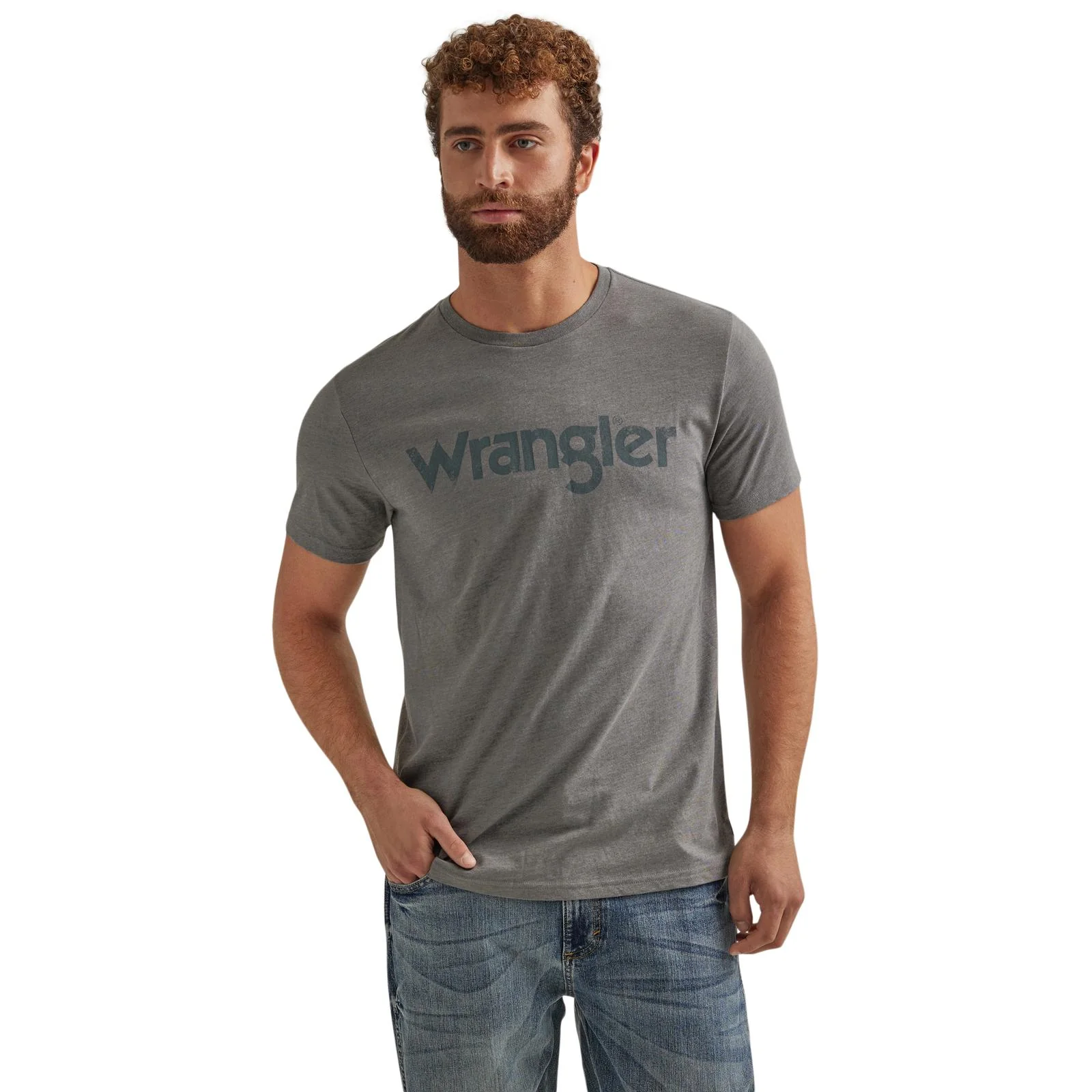 Men's Wrangler Kabel Logo T-Shirt - Pewter - 112344123