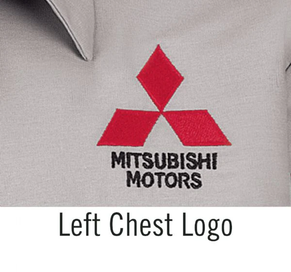 Mitsubishi Short Sleeve Convertible Collar Technician Shirt  - Light Grey / Black -  1444GM - Image 3