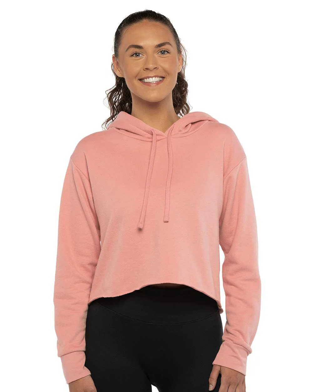 Next Level Women's Laguna Sueded Raw Edge Crop Hoodie - Image 2