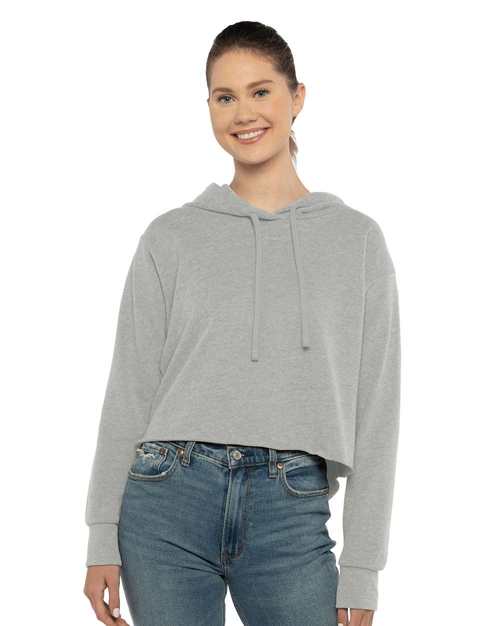 Next Level Women's Laguna Sueded Raw Edge Crop Hoodie - Image 3