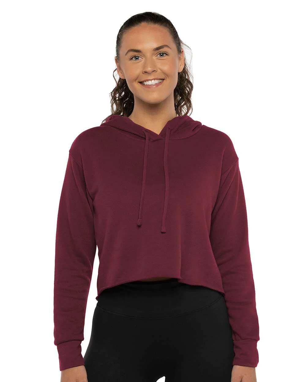 Next Level Women's Laguna Sueded Raw Edge Crop Hoodie - Image 4