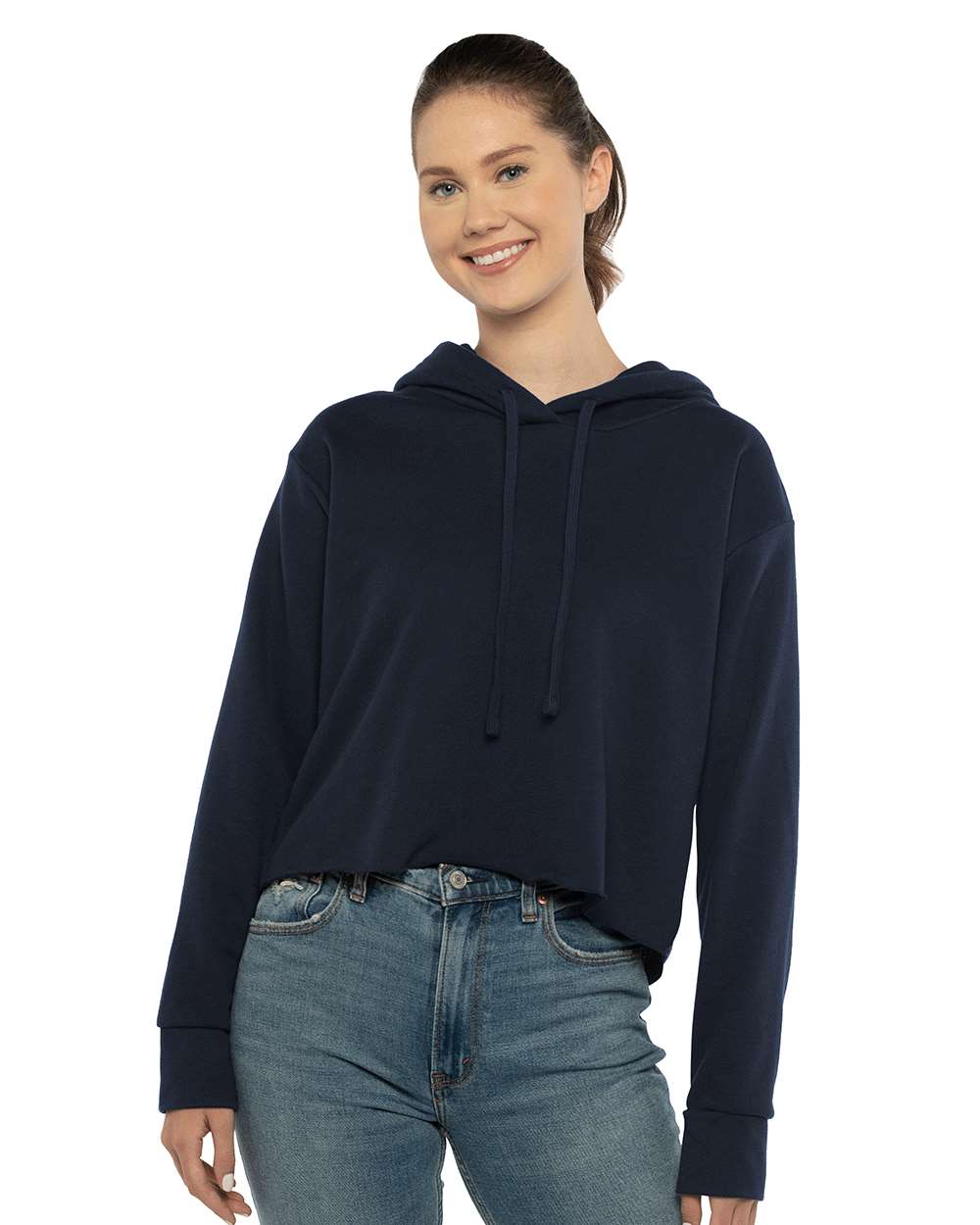 Next Level Women's Laguna Sueded Raw Edge Crop Hoodie - Image 5
