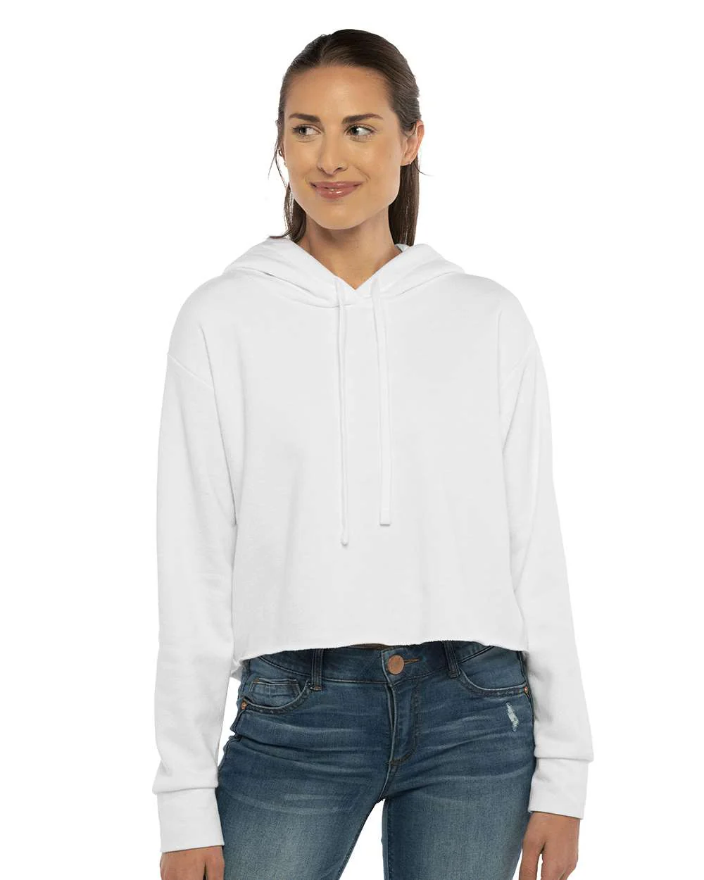 Next Level Women's Laguna Sueded Raw Edge Crop Hoodie - Image 8